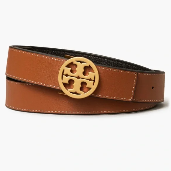 NWOT Tory Burch Miller 1” Reversible Logo Belt in Black 